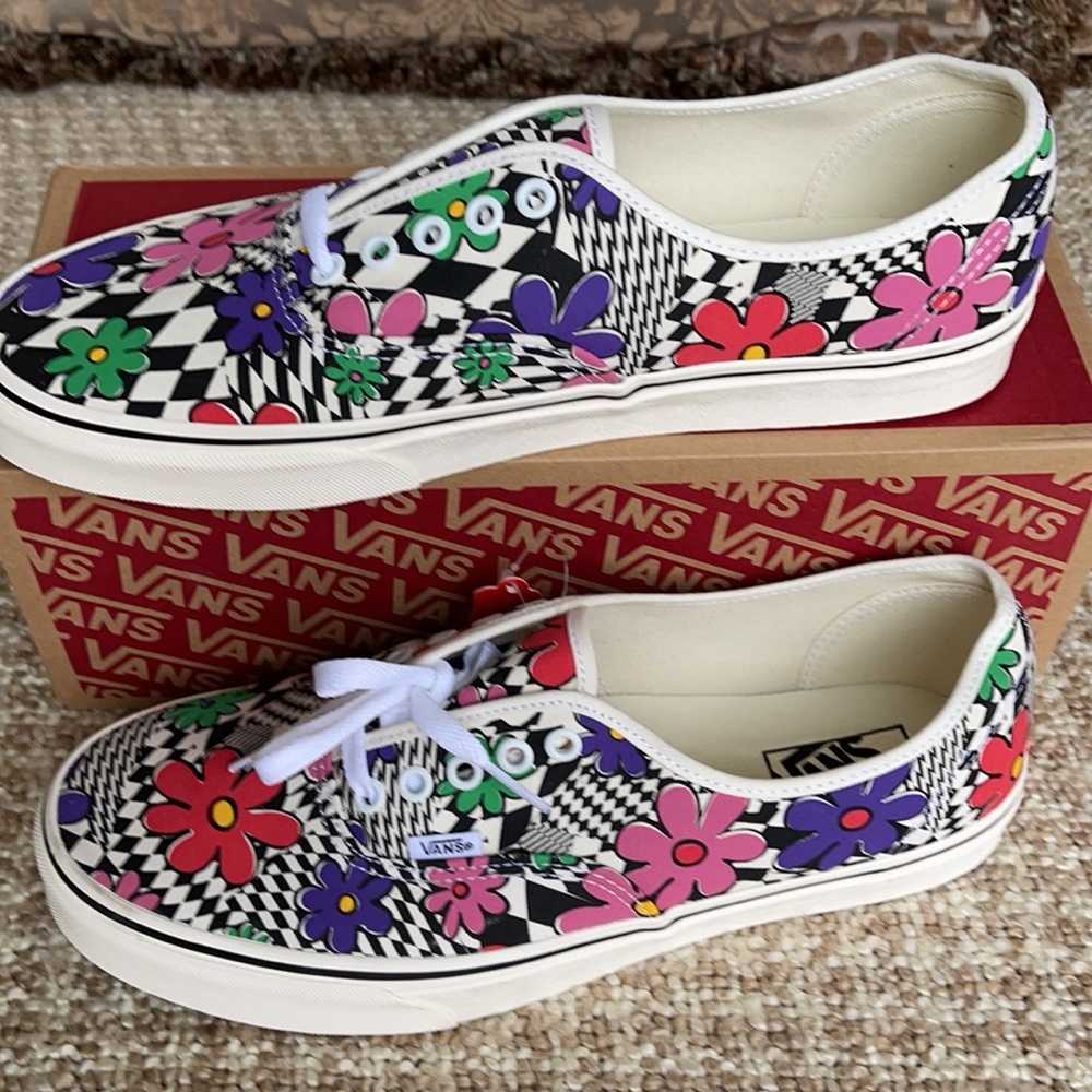 Vans Authentic Printed Floral Check/Marshmallow Mn - Picture 2 of 16